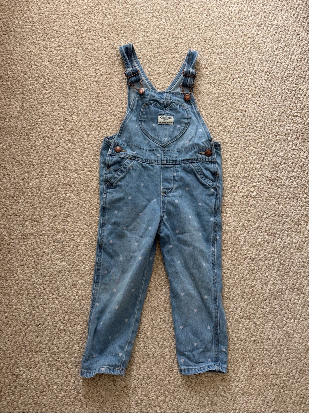 OshKosh B'gosh Light Blue Heart Denim Overalls
